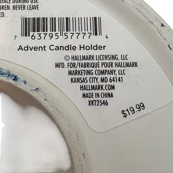 Hallmark Advent Candle Holder White Ceramic Floral Peace In Our World Round HTF - Picture 6 of 9